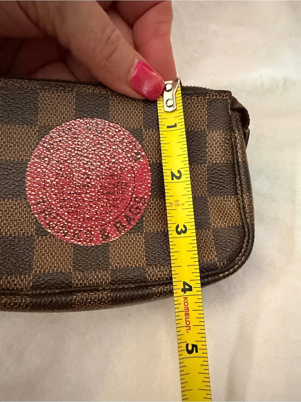 Louis Vuitton Trunks & Bags Damier Ebene Mini Pochette w/LV Branded Chain Strap
